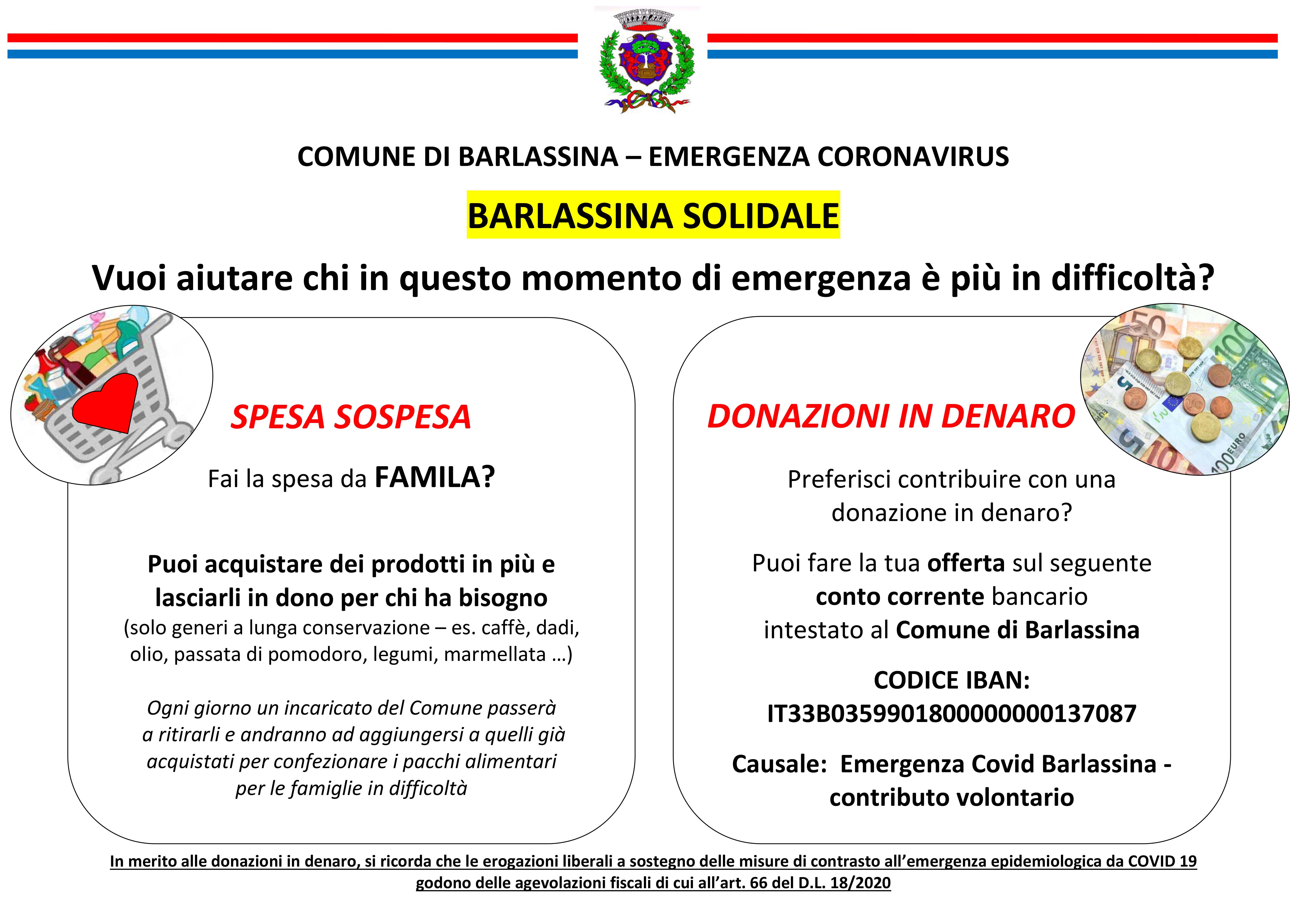EMERGENZA CORONAVIRUS: conto corrente per donazioni