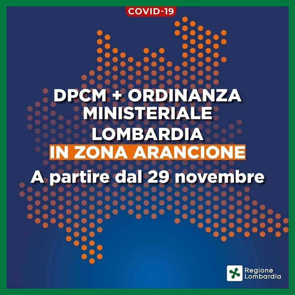 Dal 29 novembre Lombardia in zona arancione
